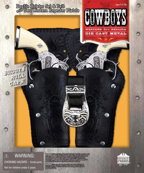 Stagecoach Double Holster Set – Roll Cap Toy Gun Set with Belt and Holsters