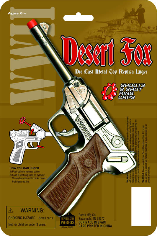 Parris Desert Fox Toy Luger – 8 Shot Die-Cast Metal Cap Gun Replica