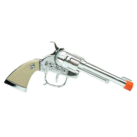 Cowboy White Handle Toy Cap Gun – Die-Cast Western Revolver for Paper Roll Caps